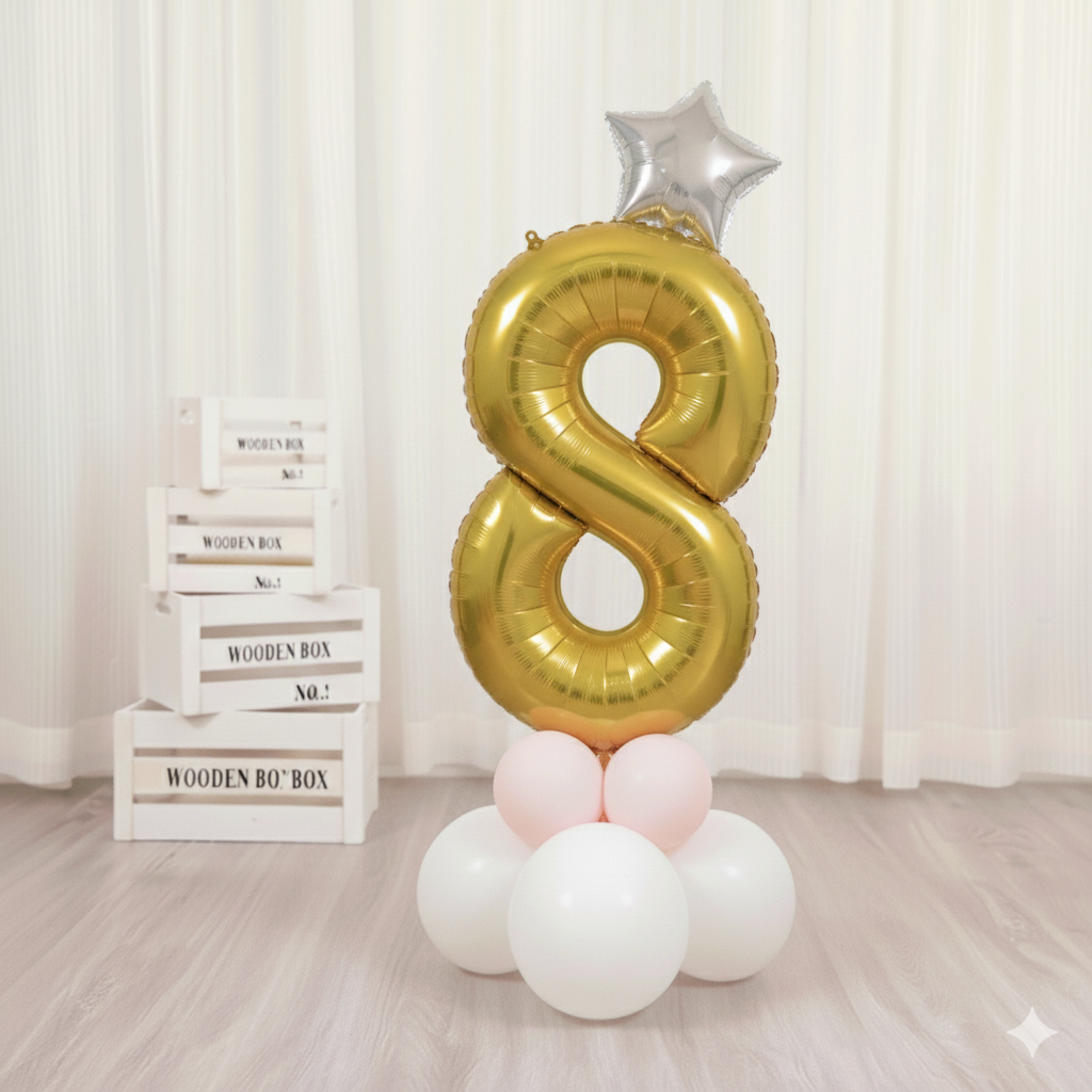 Balon din folie, cifra aniversara 8, 90 cm