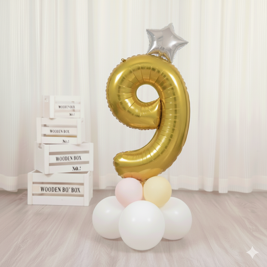 Balon din folie, cifra aniversara 9, 90 cm