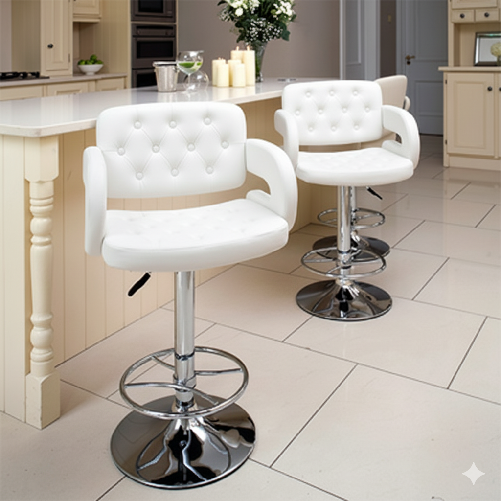 Scaun de bar reglabil ergonomic cu spătar și brațe, rotativ 360° – confort premium