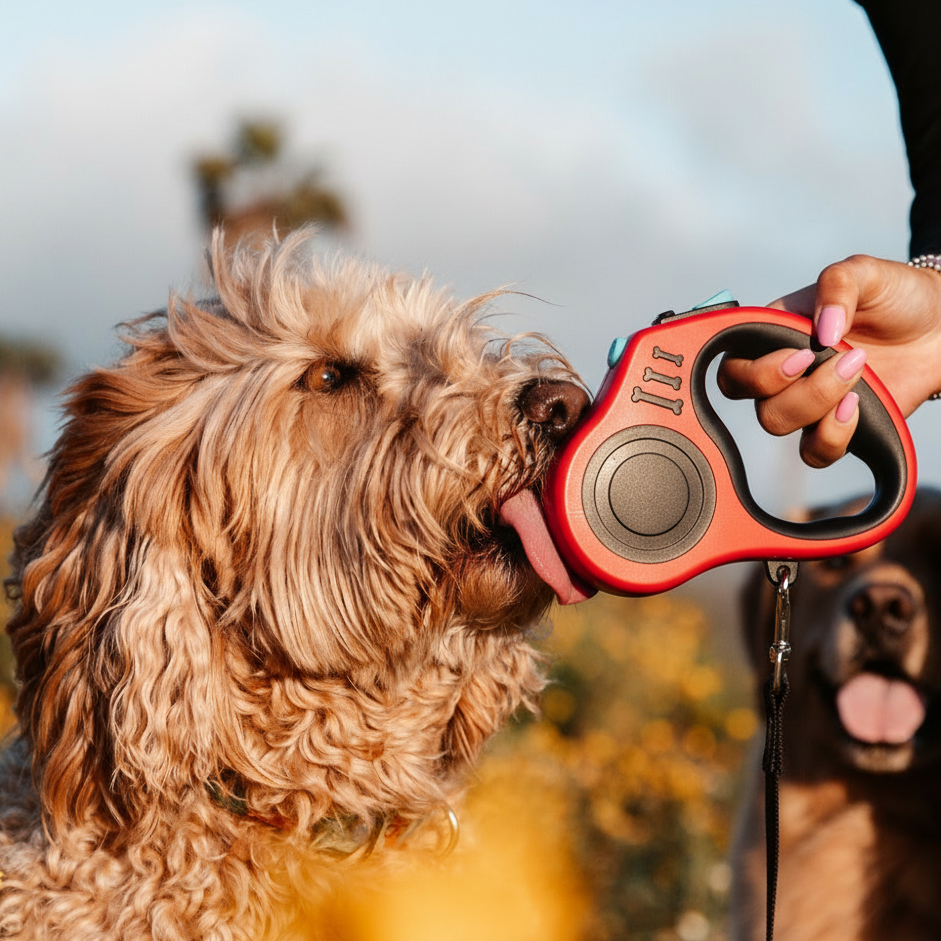 Lesa caine, retractabila cu mecanism automat pentru plimbari sigure, varianta 5 m, potrivita si pentru alte animale