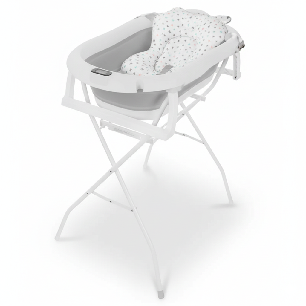 Cădiță bebeluși Cu termometru, dop si suport anatomic 80 x 50 x 22, Gri