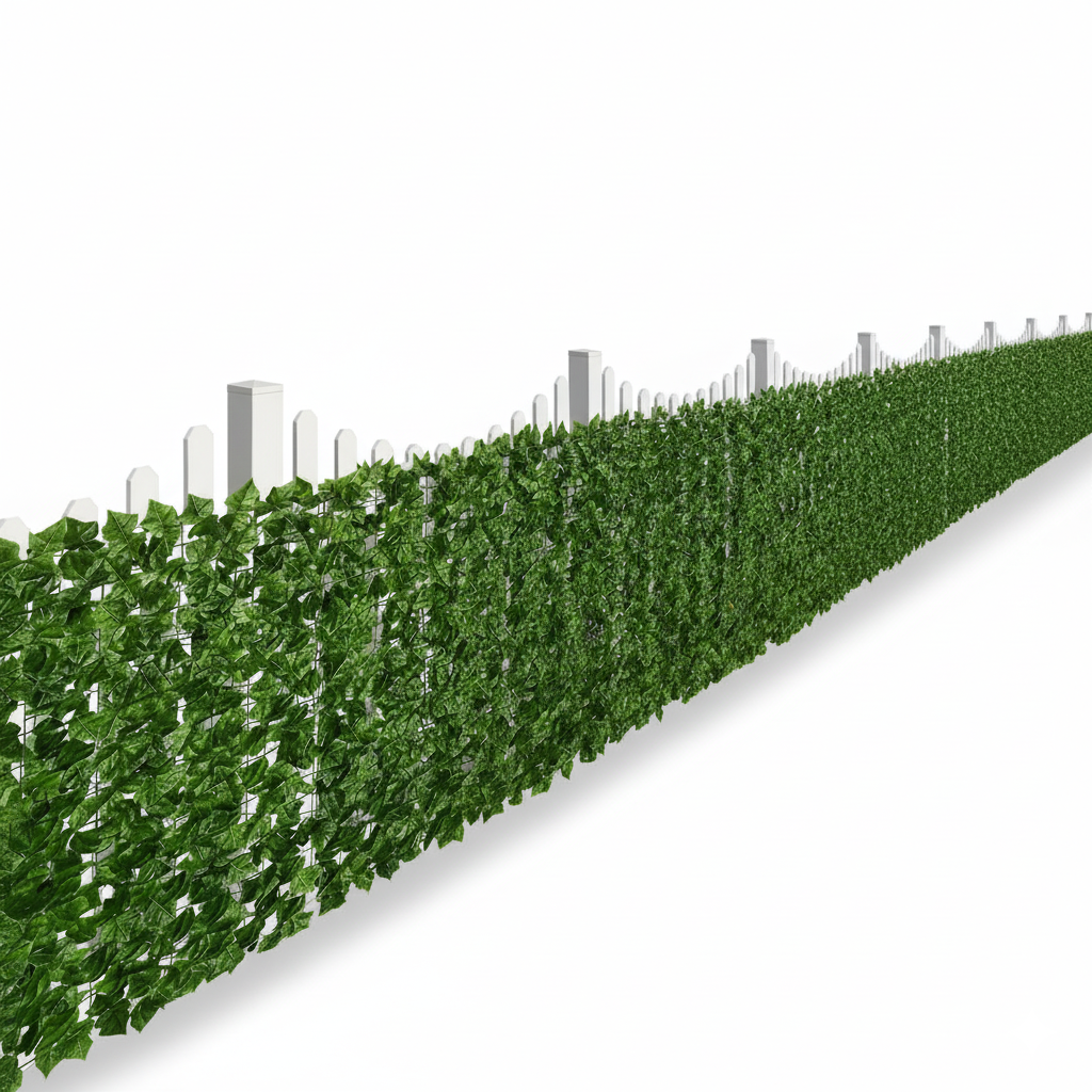 Gard artificial verde cu frunze, 300x100cm, verde inchis, panou decorativ pentru balcon si gard