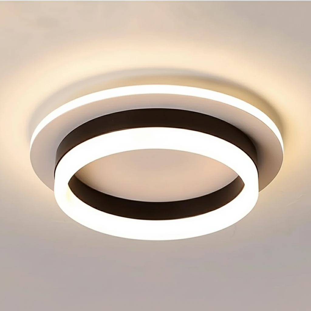 Lustra LED tavan RING neagra 50W, echivalent 200W, lustra rotunda minimalista 24cm