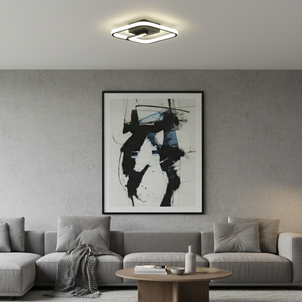 Lustra LED tavan VENUS Square neagra 36W, echivalent 150W, lustra patrata design modern