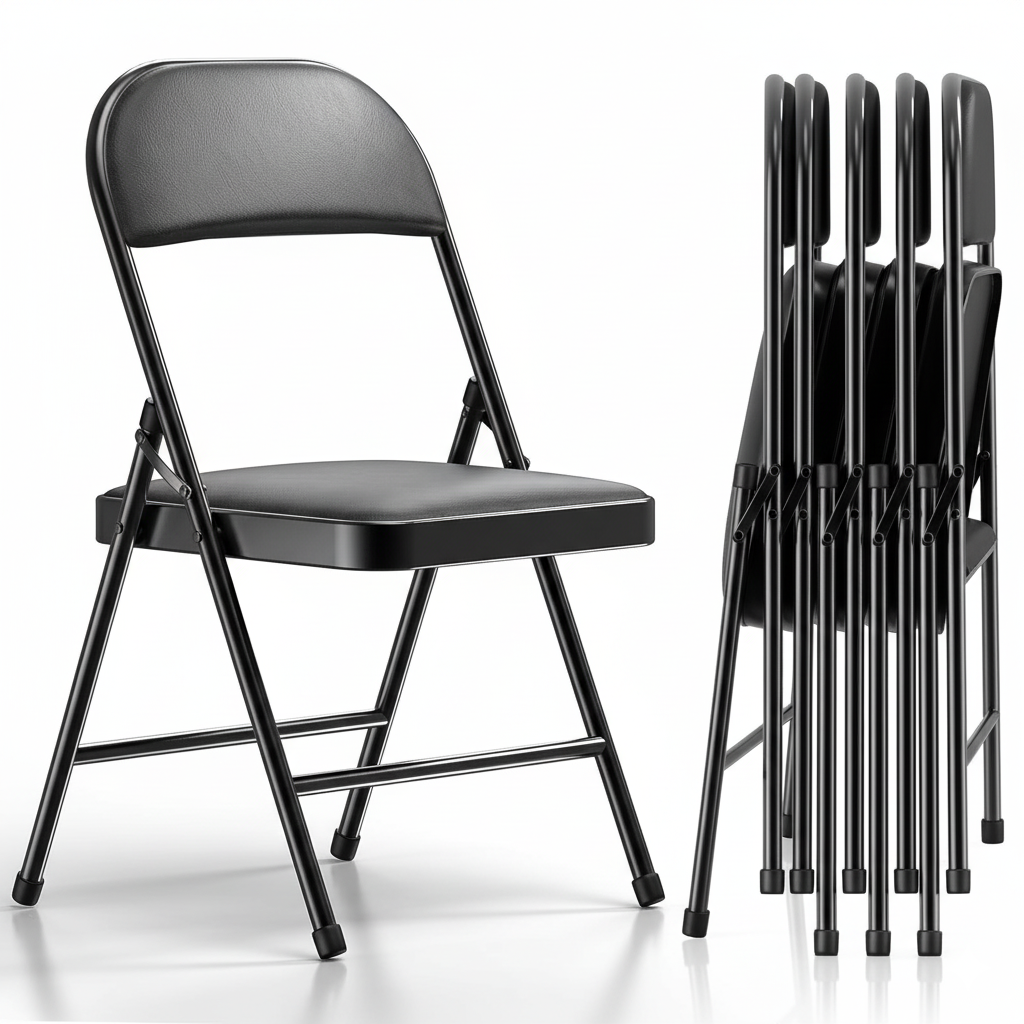 Set 6 scaune pliante cu Șezut Buretat, Cadru Metalic, pentru Evenimente/Casă