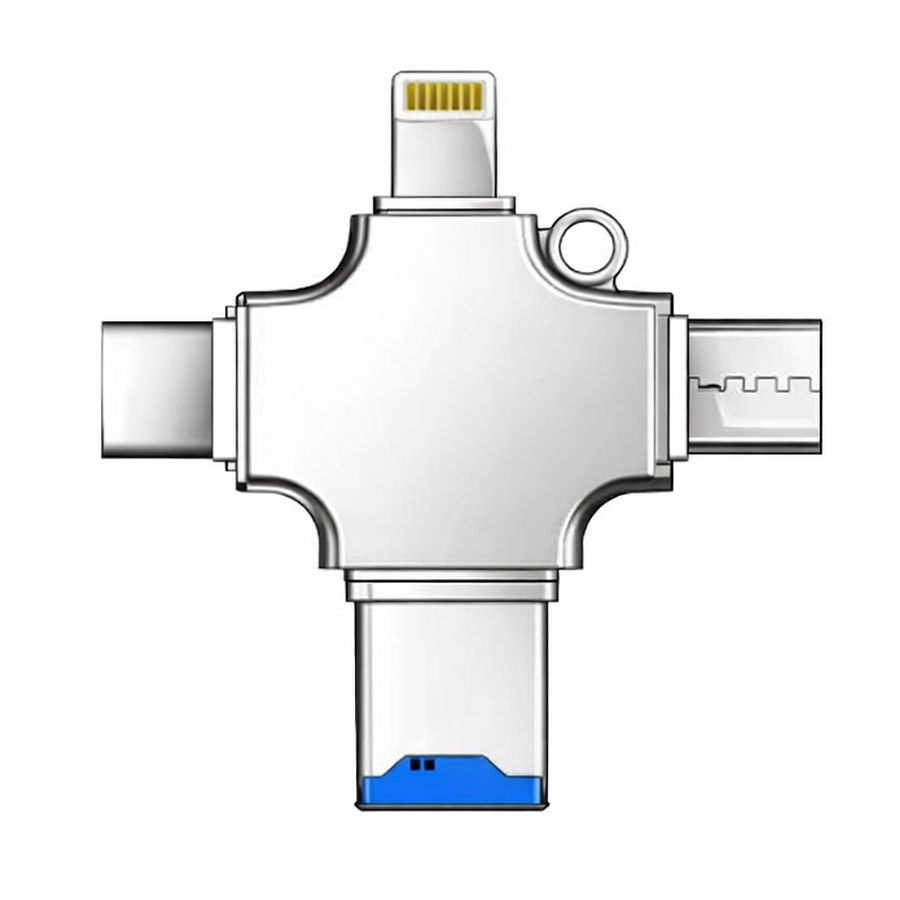 Cititor card microSD 4 în 1, USB-C, Lightning și USB