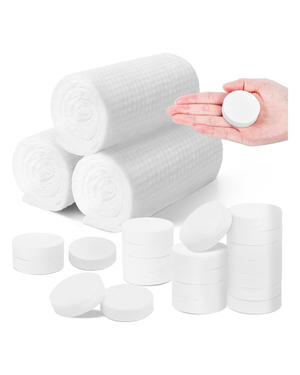 Set de 15 prosoape comprimate, 30 x 60 cm, pe fundal alb
