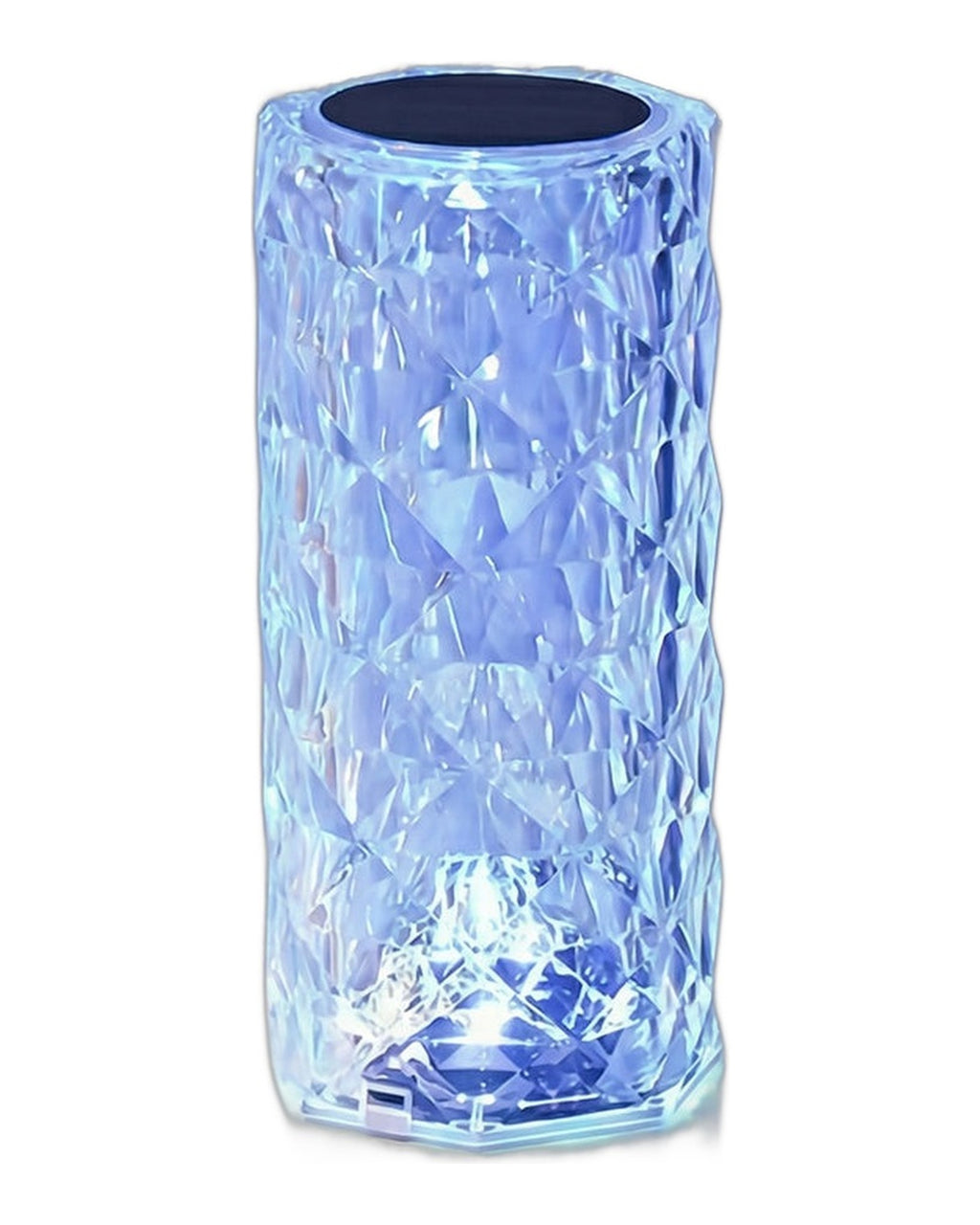 Lampă LED decorativă cu aspect de cristal și telecomandă, 7x15 cm, pe fundal alb