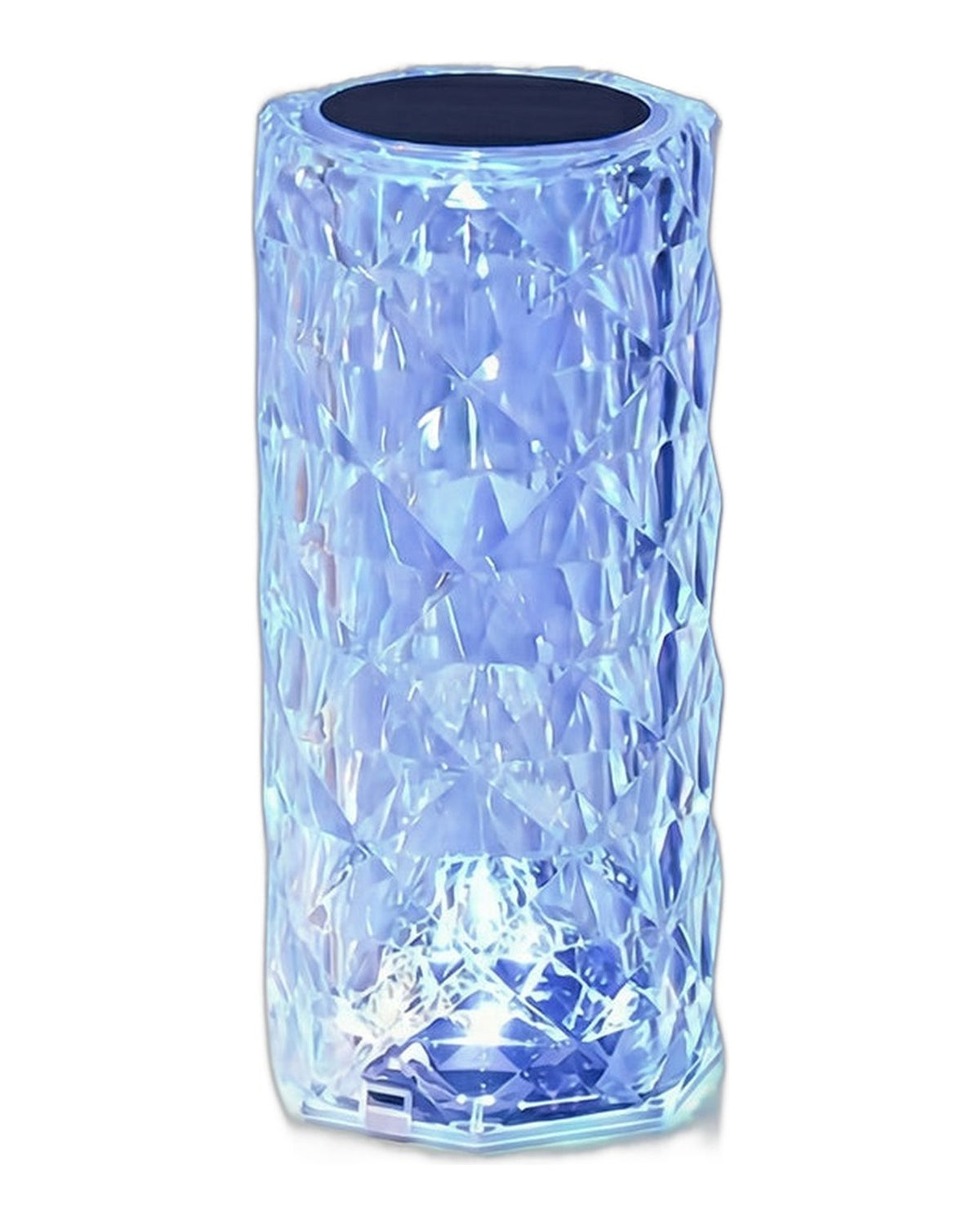 Lampă LED decorativă cu aspect de cristal și telecomandă, 7x15 cm, pe fundal alb