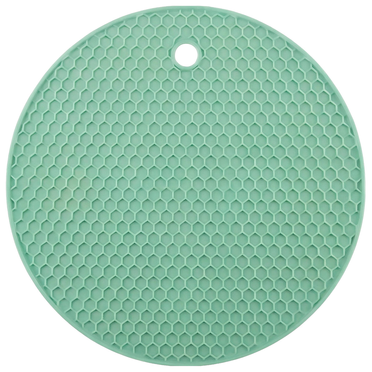 Suport rotund verde din silicon cu model fagure, pe fundal alb