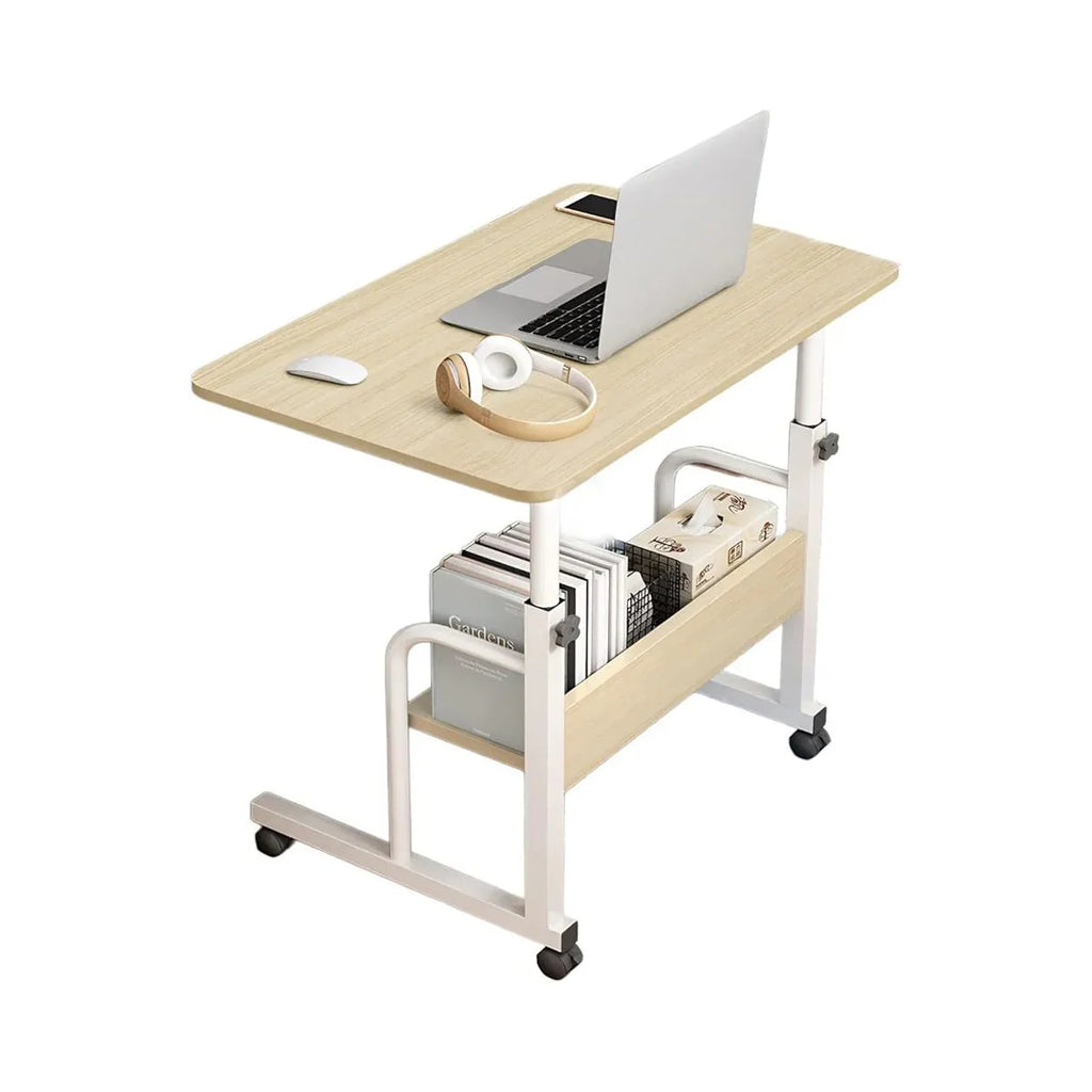 Măsuță Laptop Reglabilă cu Roți, 60x40 cm, pentru Pat și Canapea- Bej