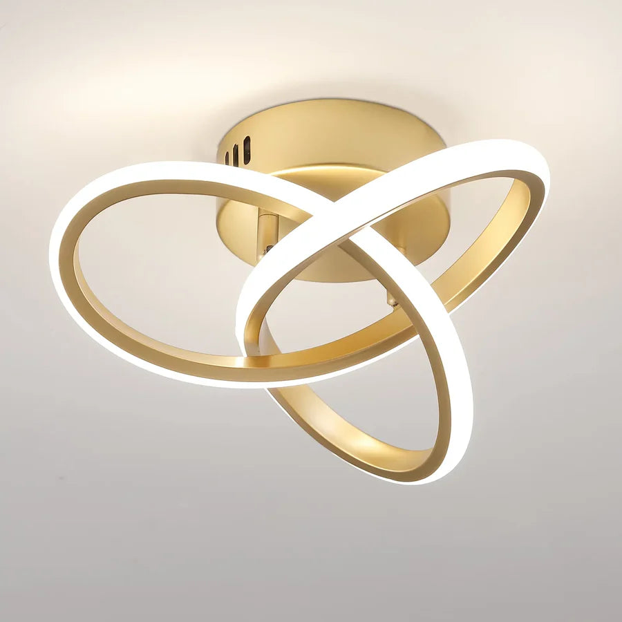 Lustra LED tavan TWO RINGS aurie 48W, echivalent 200W, lustra rotunda aurie moderna