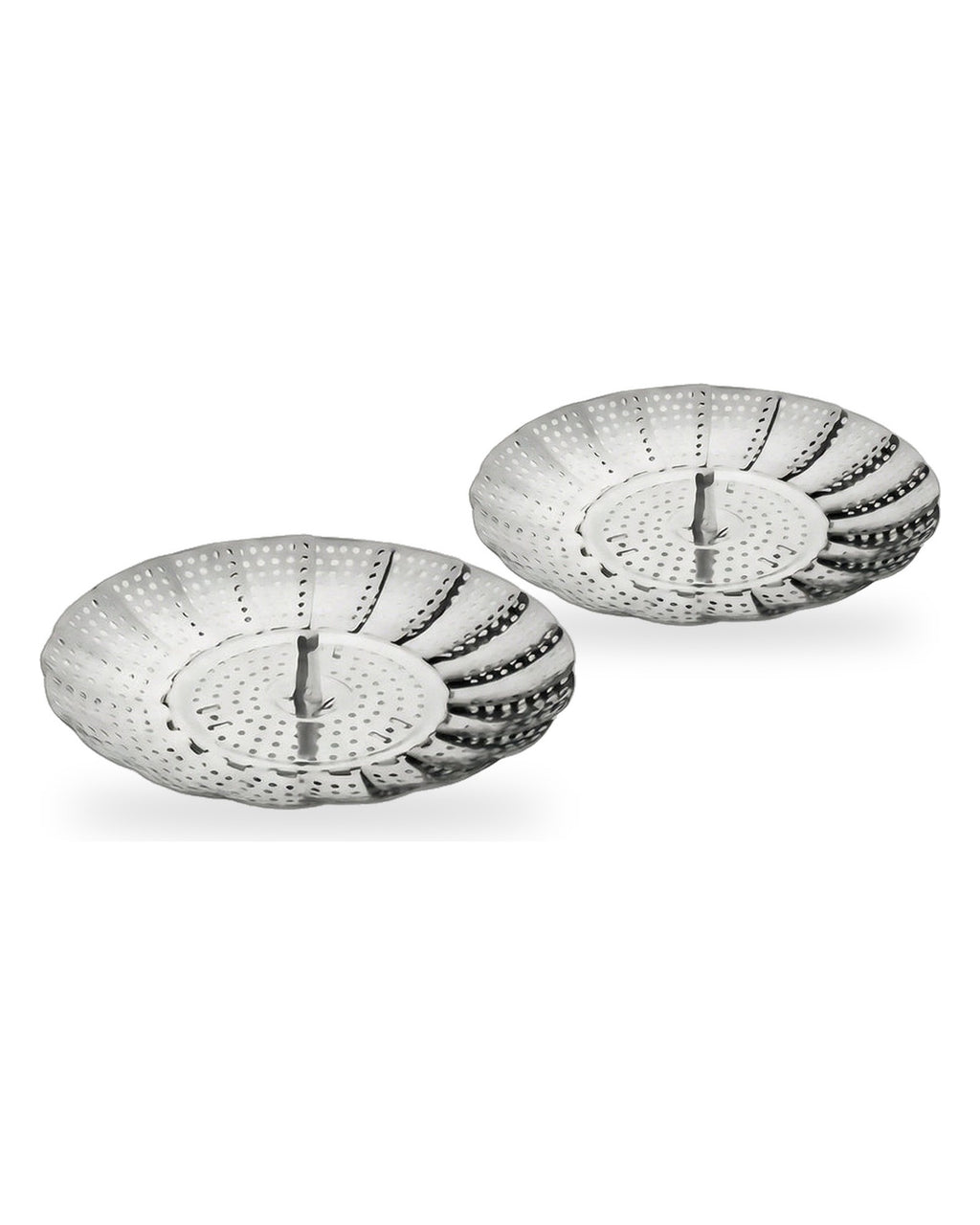 Set 2 coșuri de abur pliabile din inox: toate piesele din set
