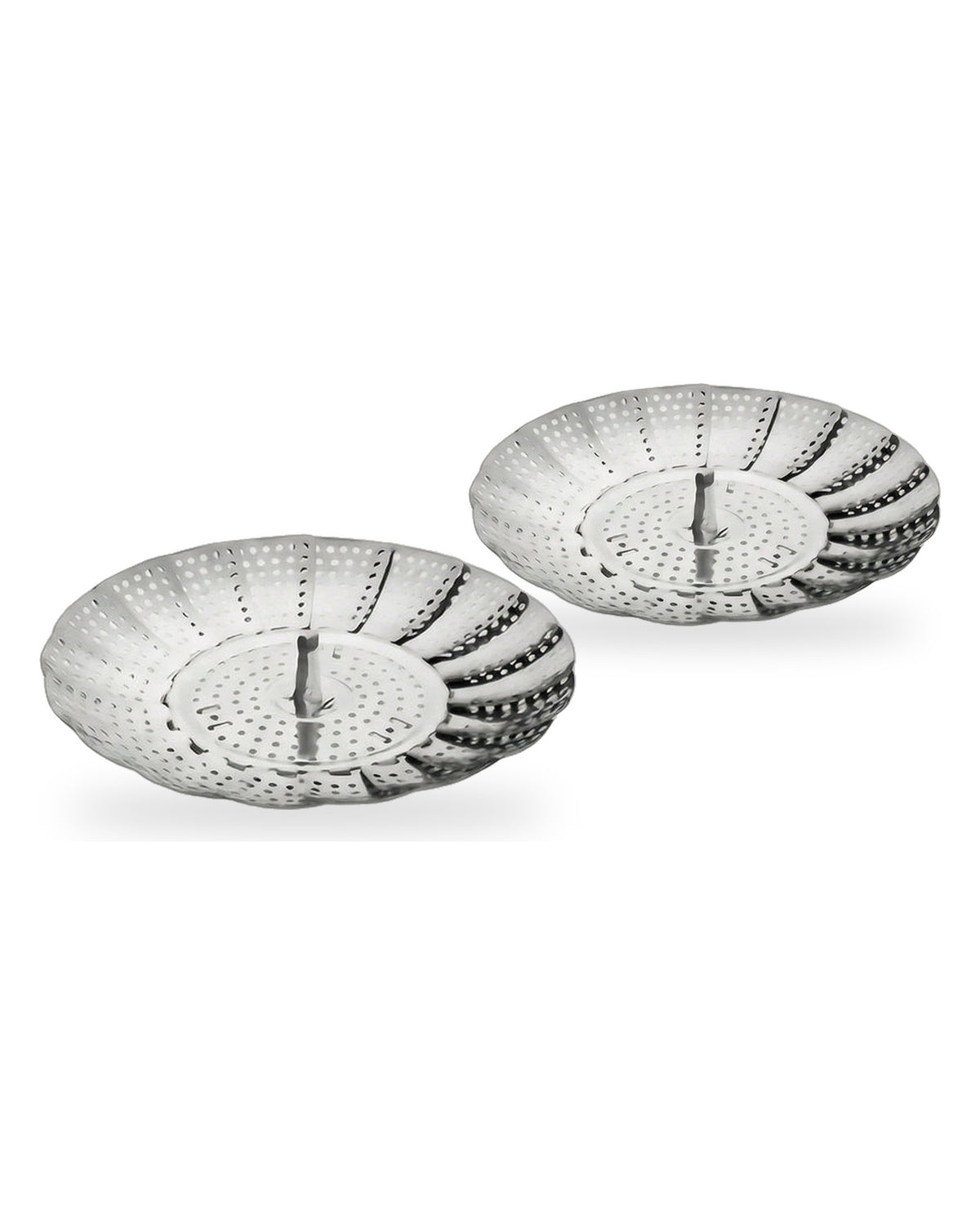 Set 2 coșuri de abur pliabile din inox: toate piesele din set