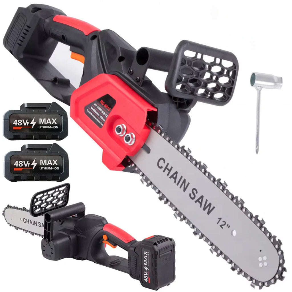 Drujba Electrica cu Lant (Motofierastrau), 12 Inch (305mm), 2 Acumulatori 48V Lithium-Ion, 4800 RPM, Accesorii Incluse