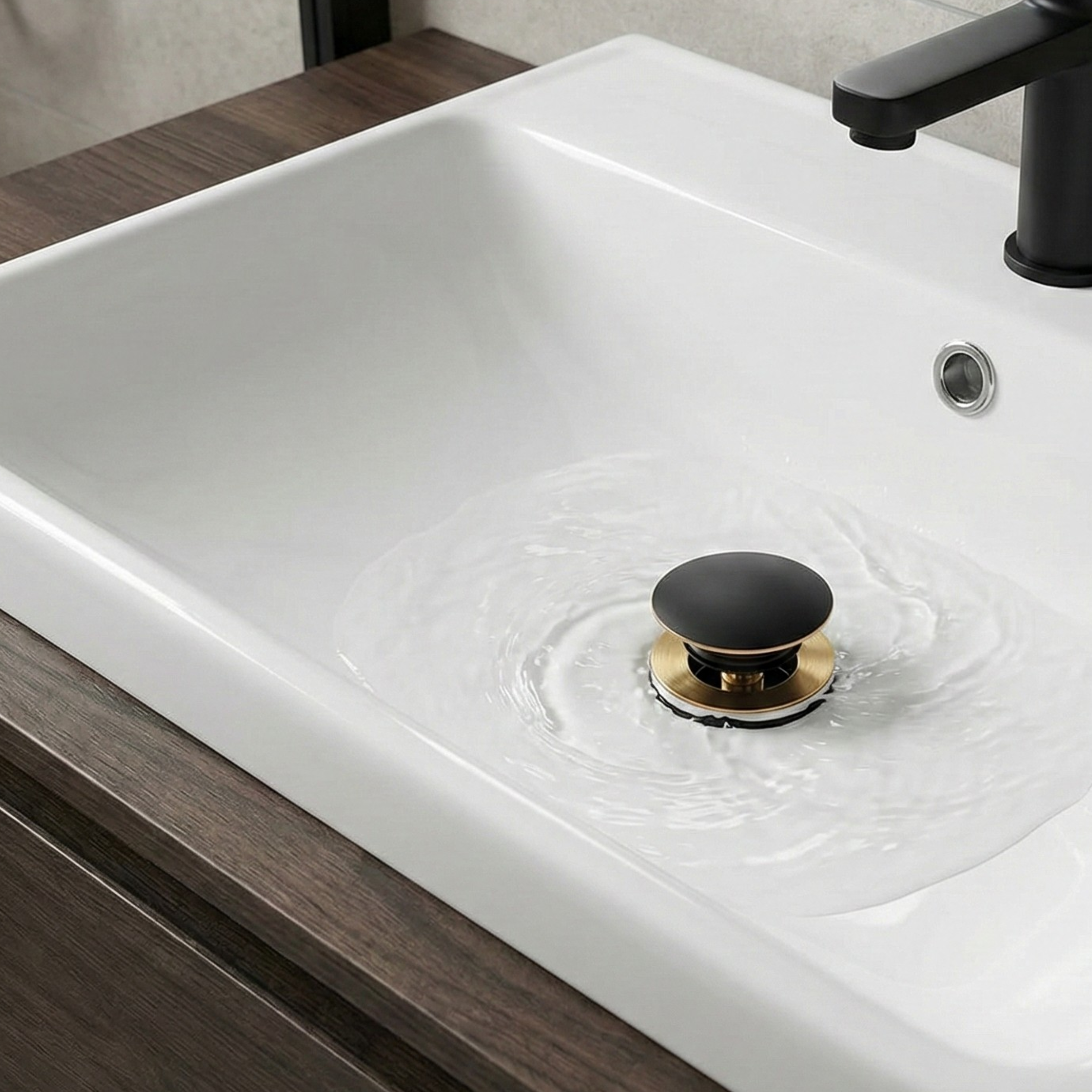 Ventil Click-Clack Lavoar Universal Negru Mat Pentru Lavoar