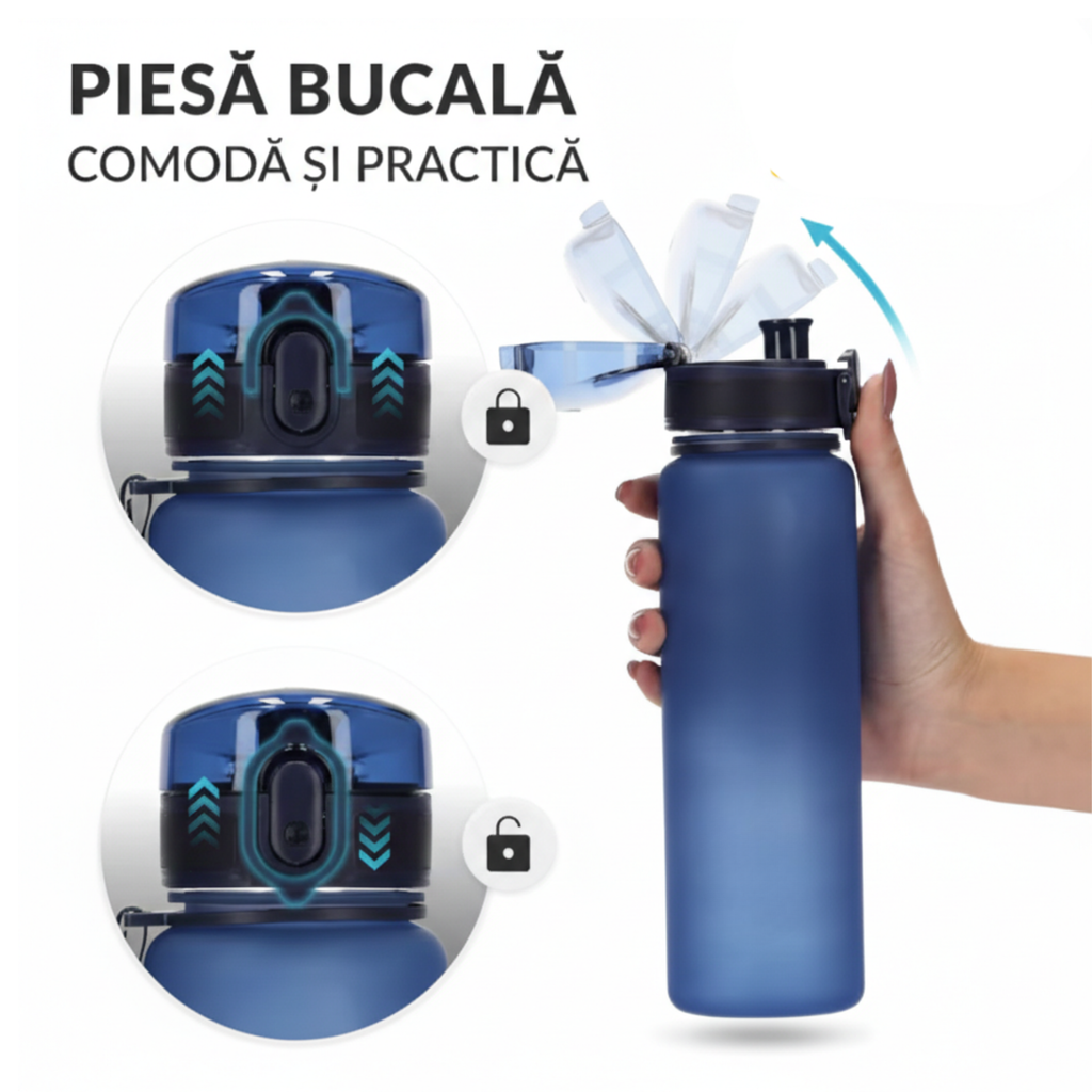 Sticla sport de apa, albastra, 1000 ml