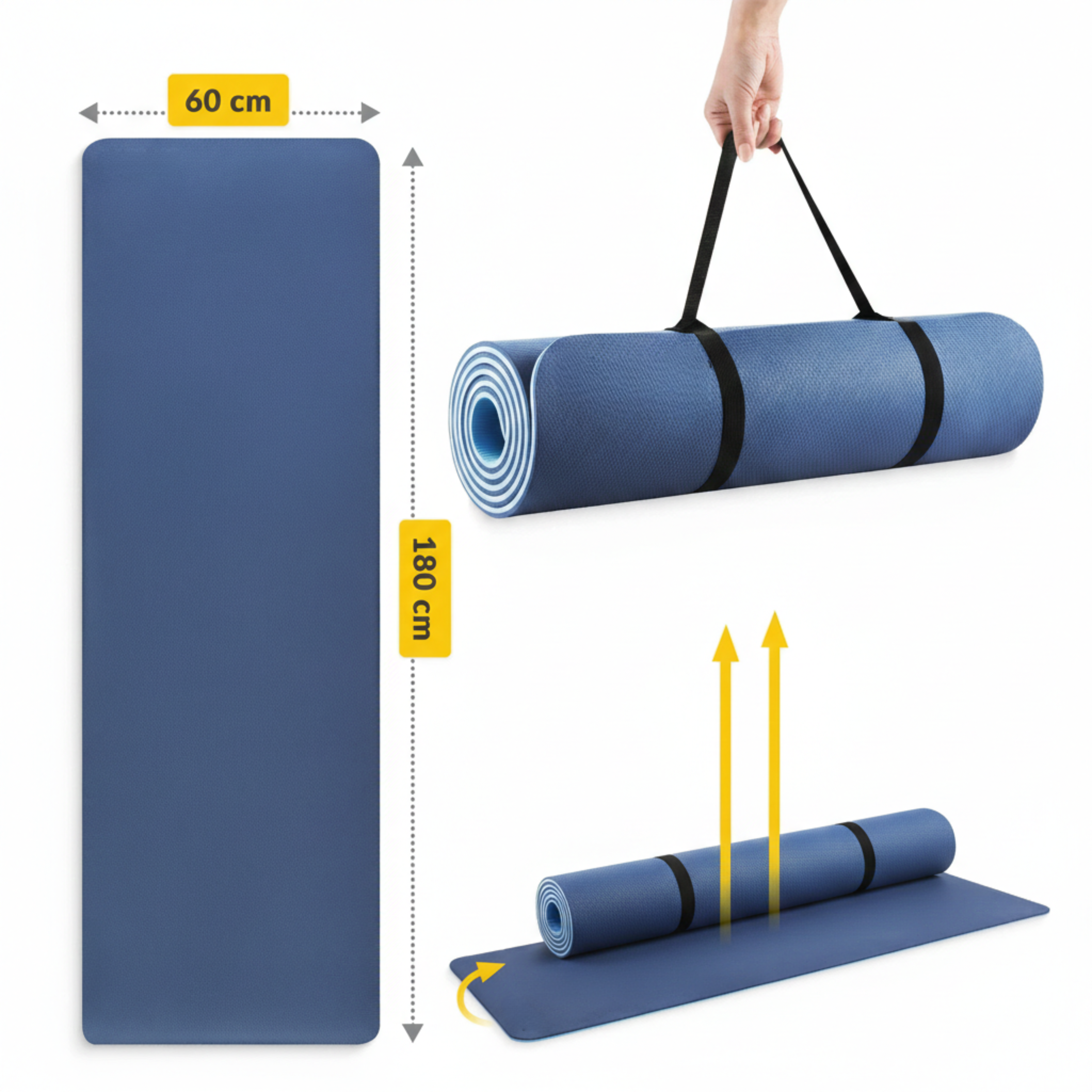 Saltea de exercitii TPE anti-alunecare, Albastru