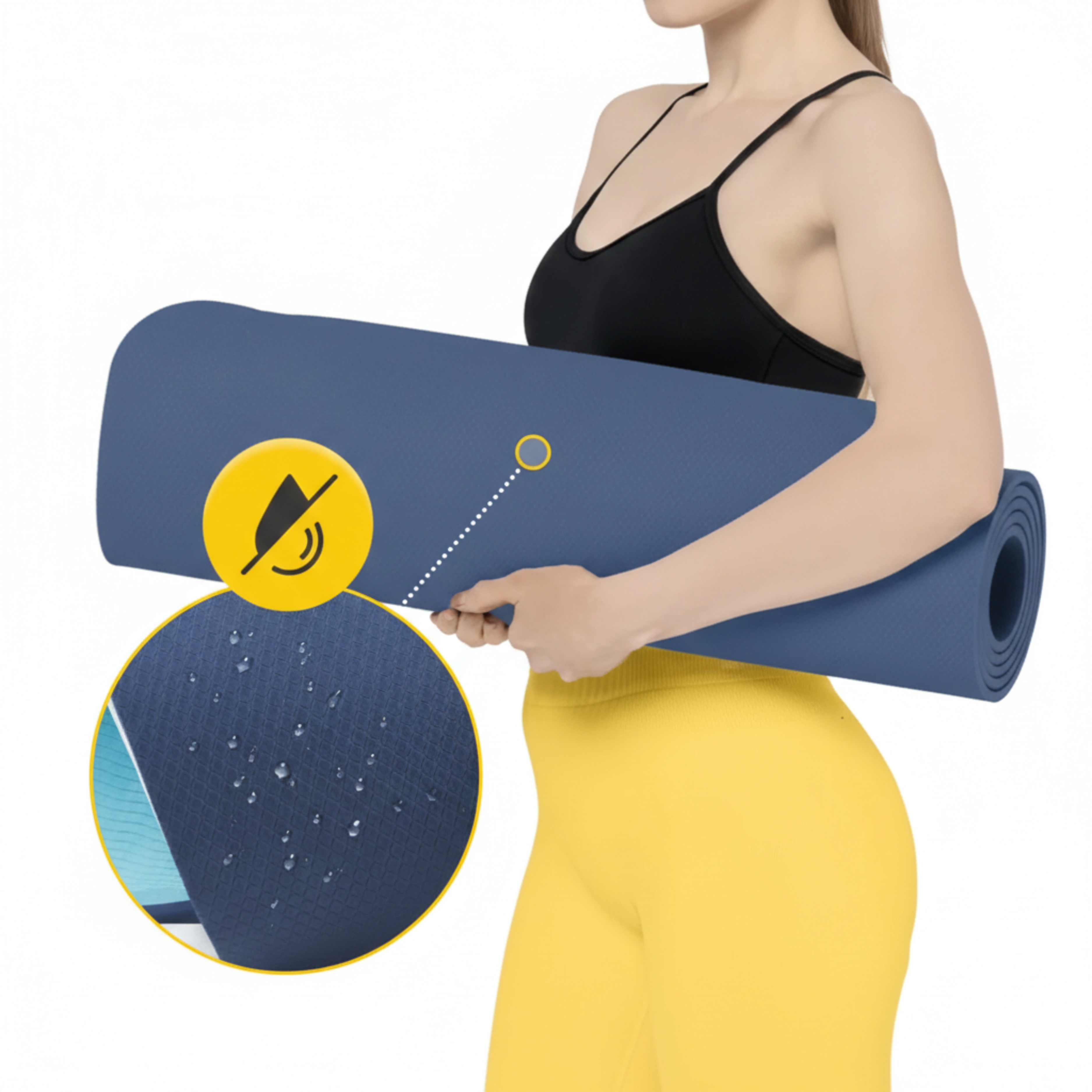 Saltea de exercitii TPE anti-alunecare, Albastru