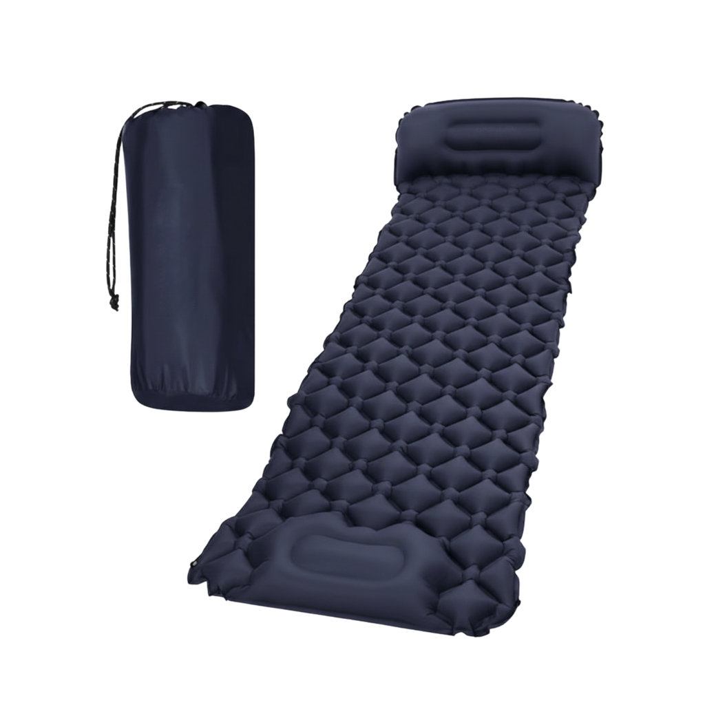 Saltea autogonflabila pentru camping, pompa incorporata, impermeabila, cu tetiera