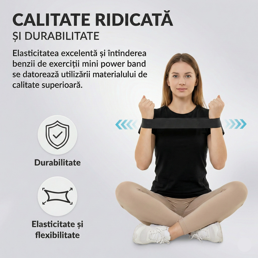 Banda Elastica Fitness Mini Power Band, 1.2 mm, Rezistenta Mare (15-20 kg)