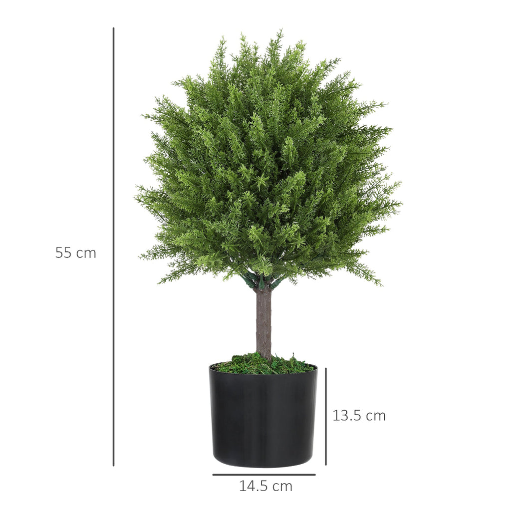 Planta Artificiala Cedru, Rezistenta la Raze UV cu Ghiveci, Ø14,5x55 cm, Verde