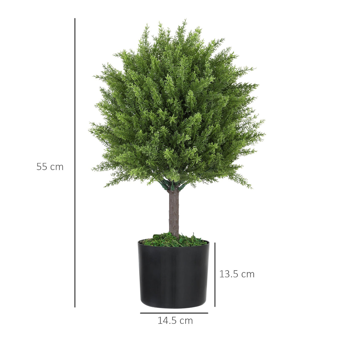 Planta Artificiala Cedru, Rezistenta la Raze UV cu Ghiveci, Ø14,5x55 cm, Verde