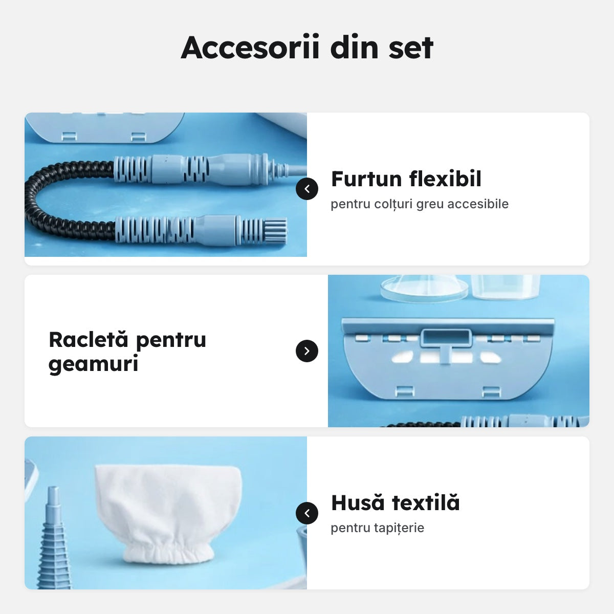 Aparat de curățat cu abur, 250 ml – Accesorii din set