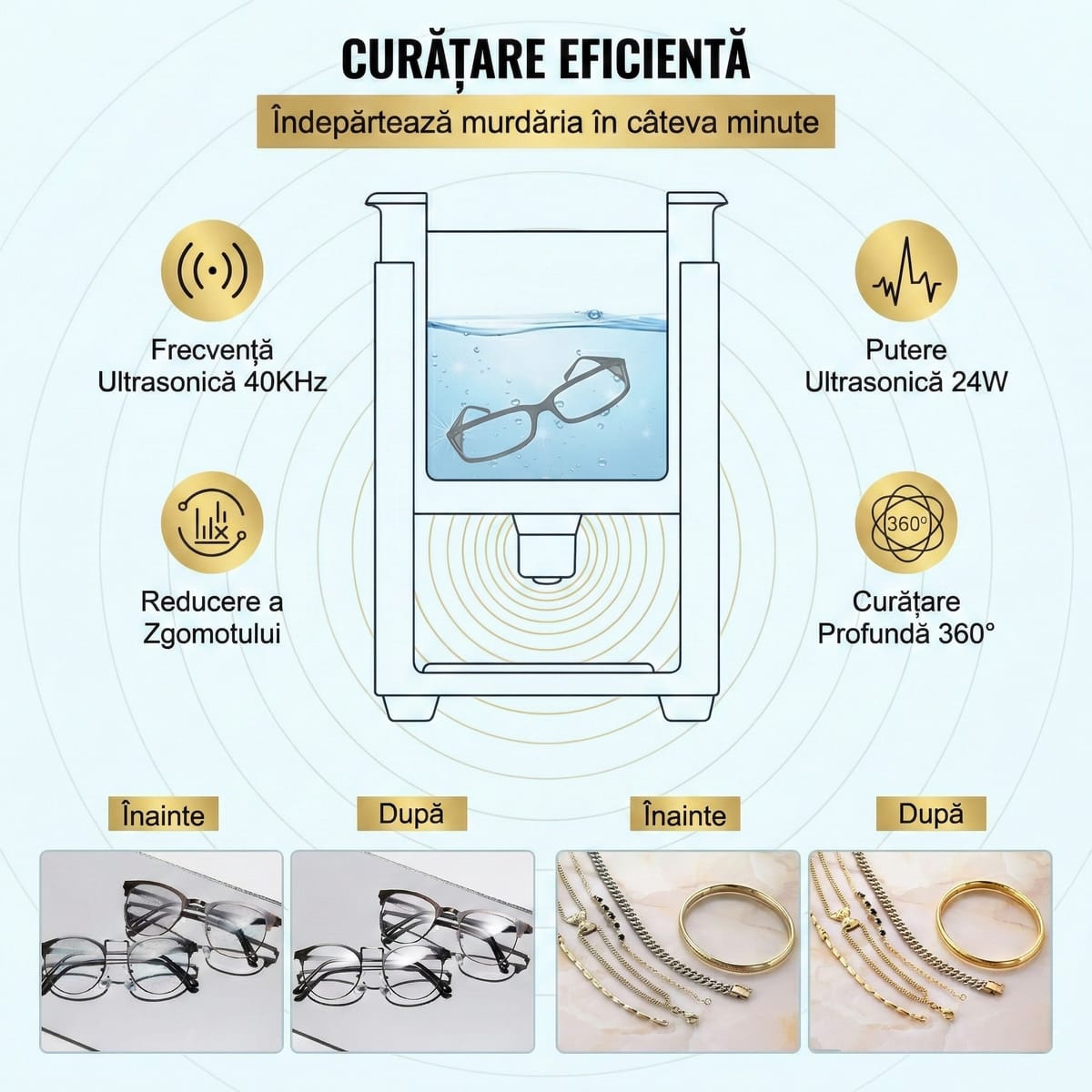 Aparat de Curatare cu Ultrasunete 0.8L, Digital, 35W, Inox - Pentru Bijuterii, Ochelari si Uz Casnic/Comercial 3
