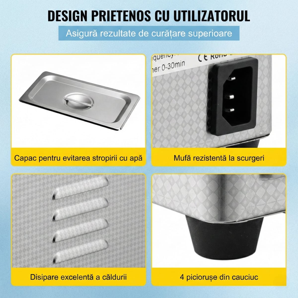 Aparat de Curatare cu Ultrasunete 0.8L, Digital, 35W, Inox - Pentru Bijuterii, Ochelari si Uz Casnic/Comercial 5