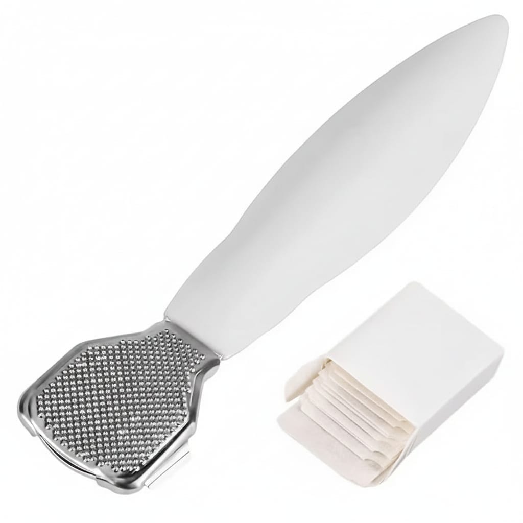 Aparat de Curățat Călcâie Metalic 14 cm cu Lame Rezerve Incluse 1