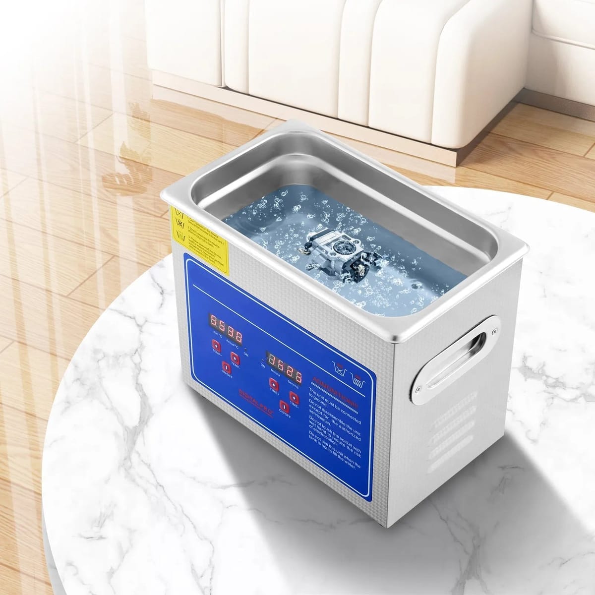 Aparat de curatat cu ultrasunete profesional 2,85 L cu timer digital si incalzire, 40 kHz, inox, pentru bijuterii, ochelari si piese mici 2