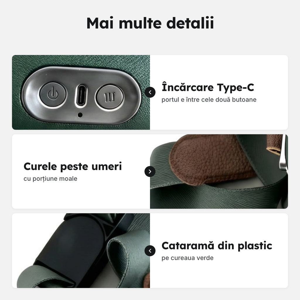 Aparat de masaj gât și umeri, compresă caldă, 4 capete – Mai multe detalii
