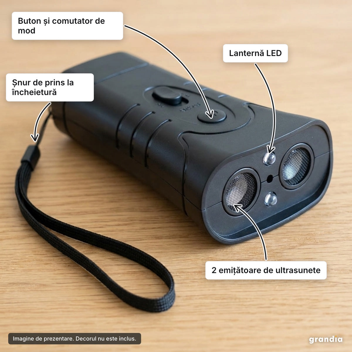 Aparat cu ultrasunete și lanternă – elemente principale