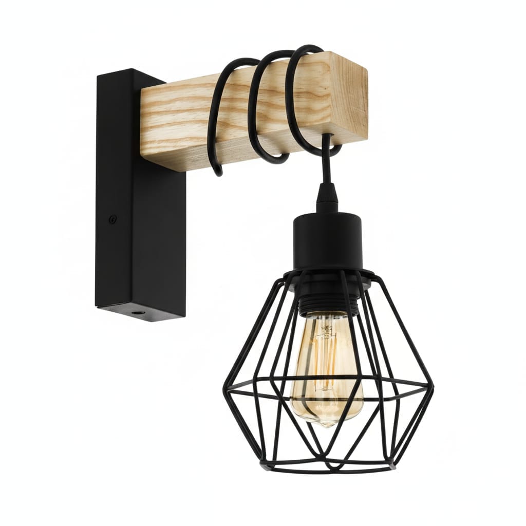 Aplica de perete cu brat de lemn LED  – design vintage din lemn 2