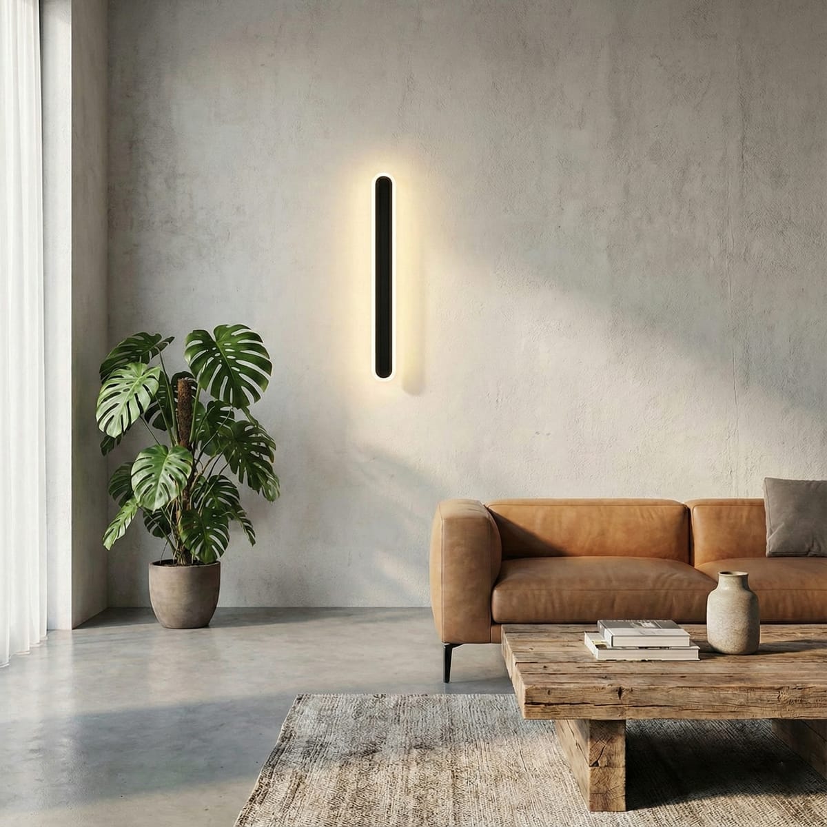 Aplica LED 48W neagra, 60cm, pentru perete, design minimalist, echivalent 300W 3