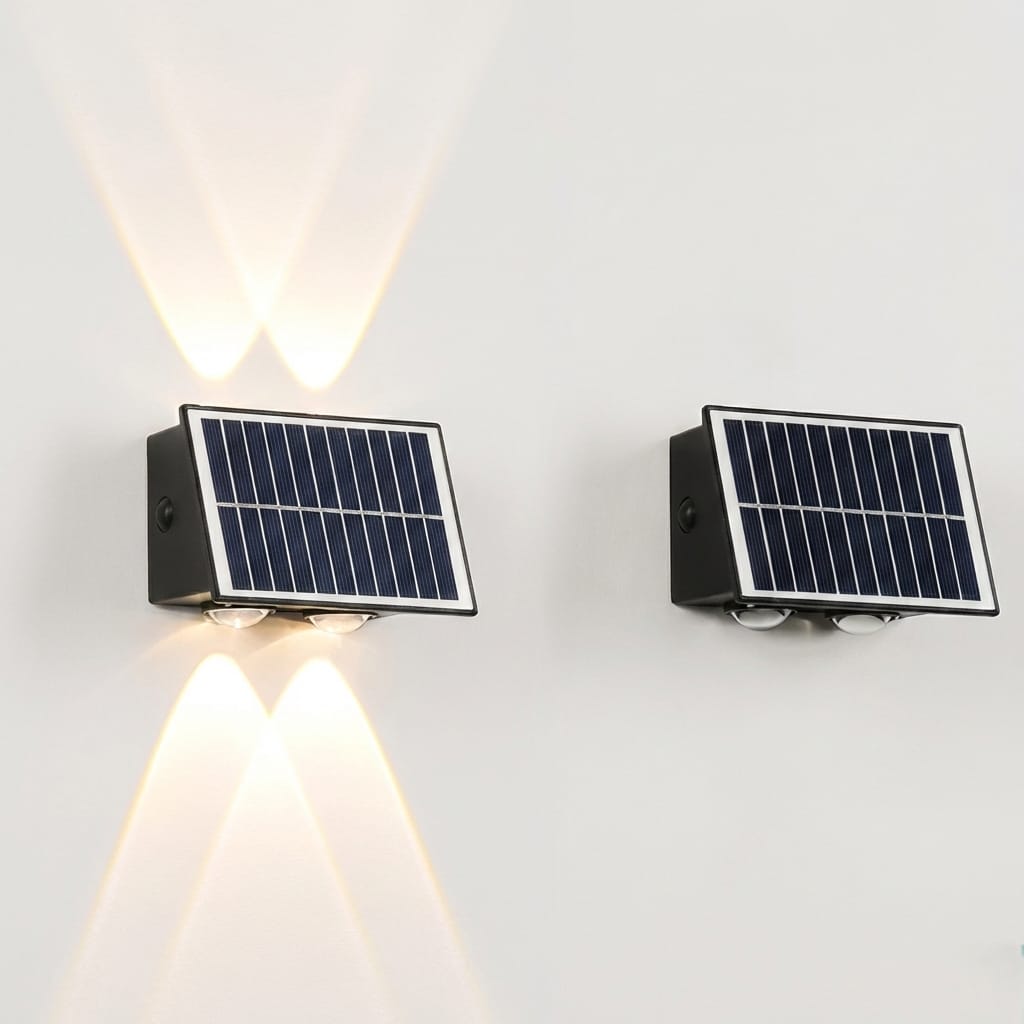 Aplica LED solara exterior 4W, neagra, pentru perete gradina si alei 2