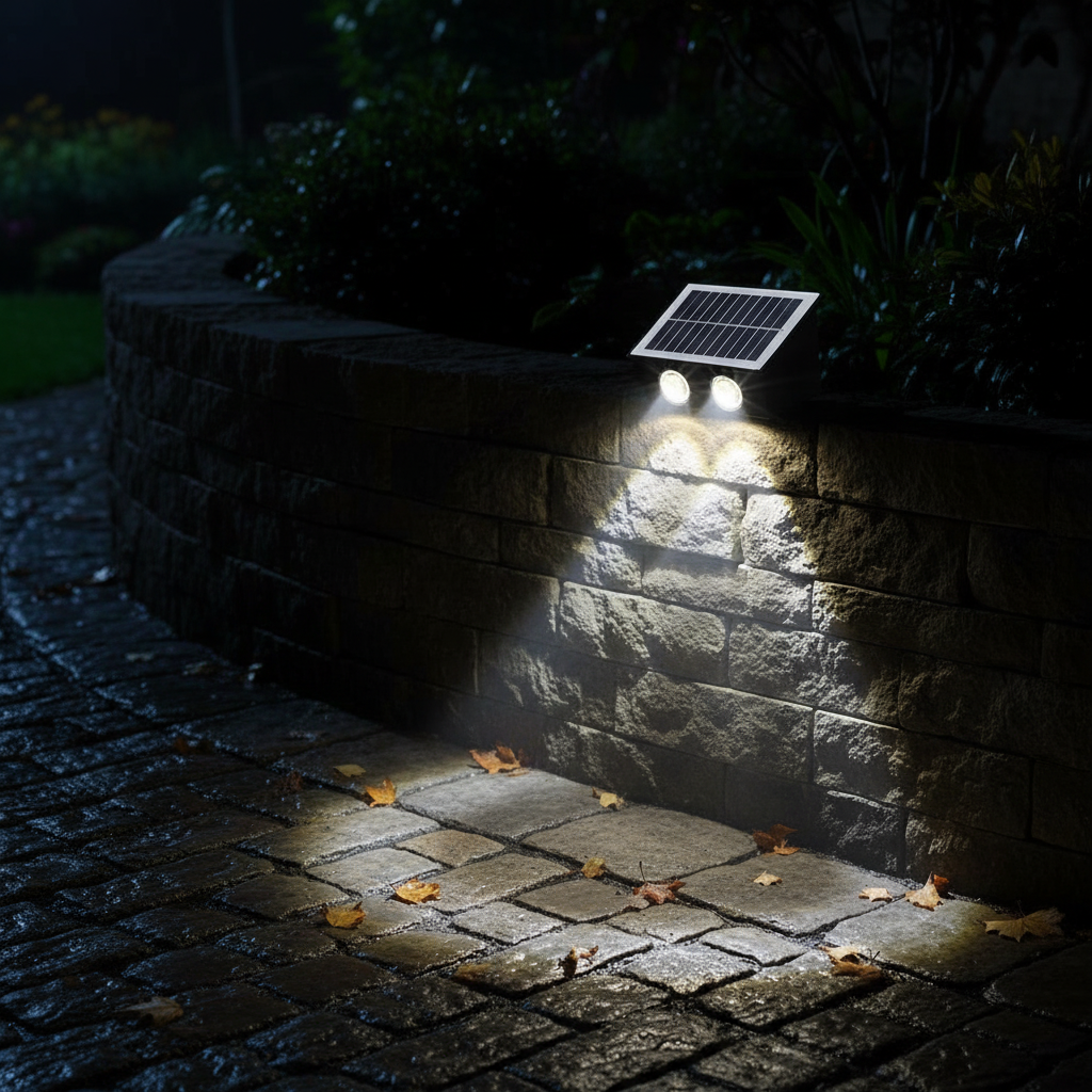 Aplica LED solara exterior 4W, neagra, pentru perete gradina si alei 4