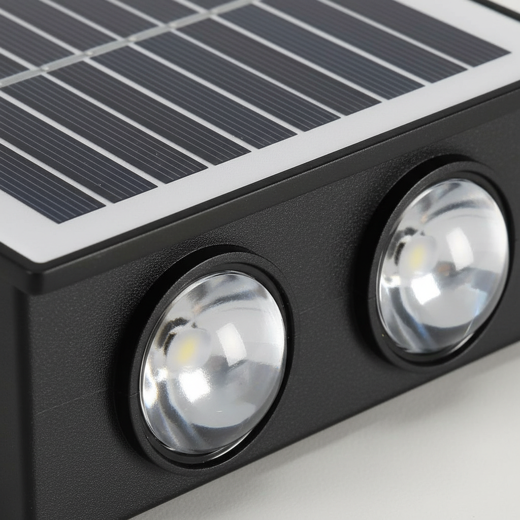 Aplica LED solara exterior 4W, neagra, pentru perete gradina si alei 5