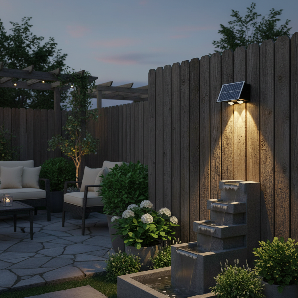 Aplica LED solara exterior 4W, neagra, pentru perete gradina si alei 6