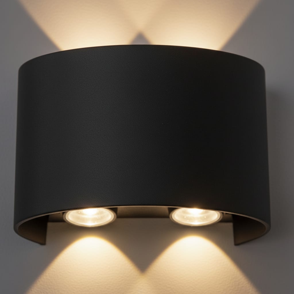Aplica perete exterior LED 4W, finisaj negru, lumină alb cald, design modern 1
