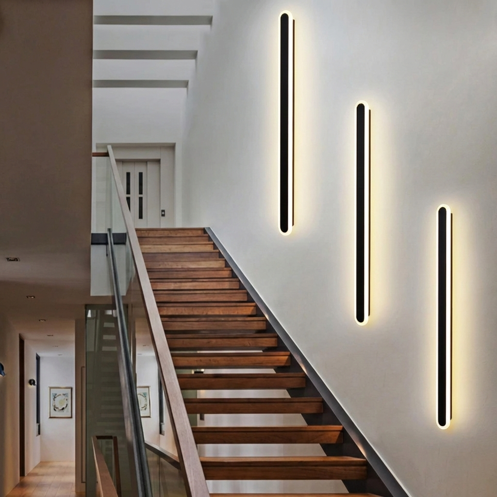 Aplica LED 48W neagra, 60cm, pentru perete, design minimalist, echivalent 300W