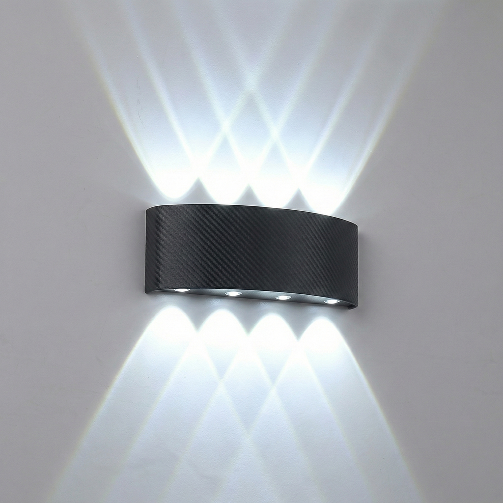 Aplica perete exterior LED 8W, finisaj negru, modern, culoare alb rece