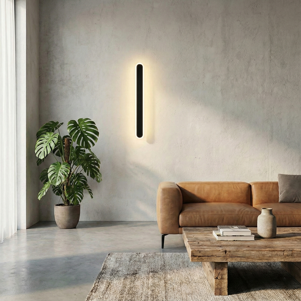 Aplica LED 48W neagra, 60cm, pentru perete, design minimalist, echivalent 300W