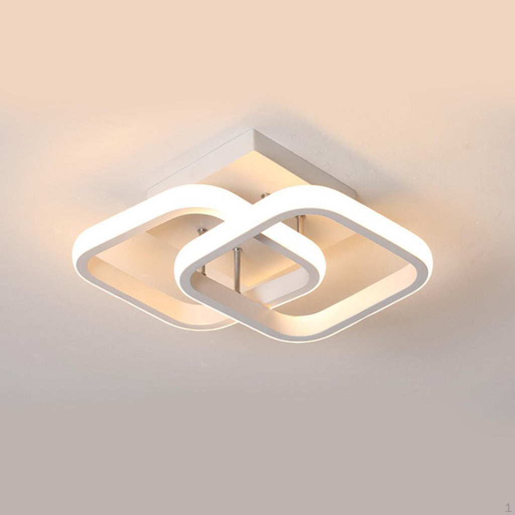 Lustra LED tavan Double Square alba 32W, echivalent 200W, lustra patrata moderna 24cm