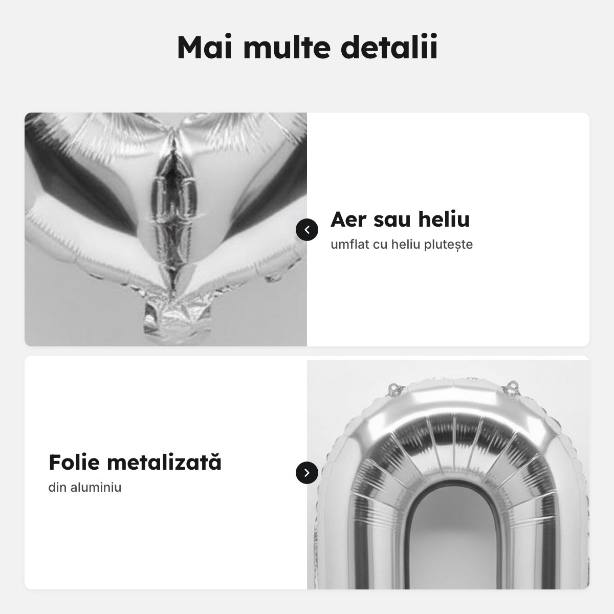 Balon folie argintie, cifra 0 – Mai multe detalii