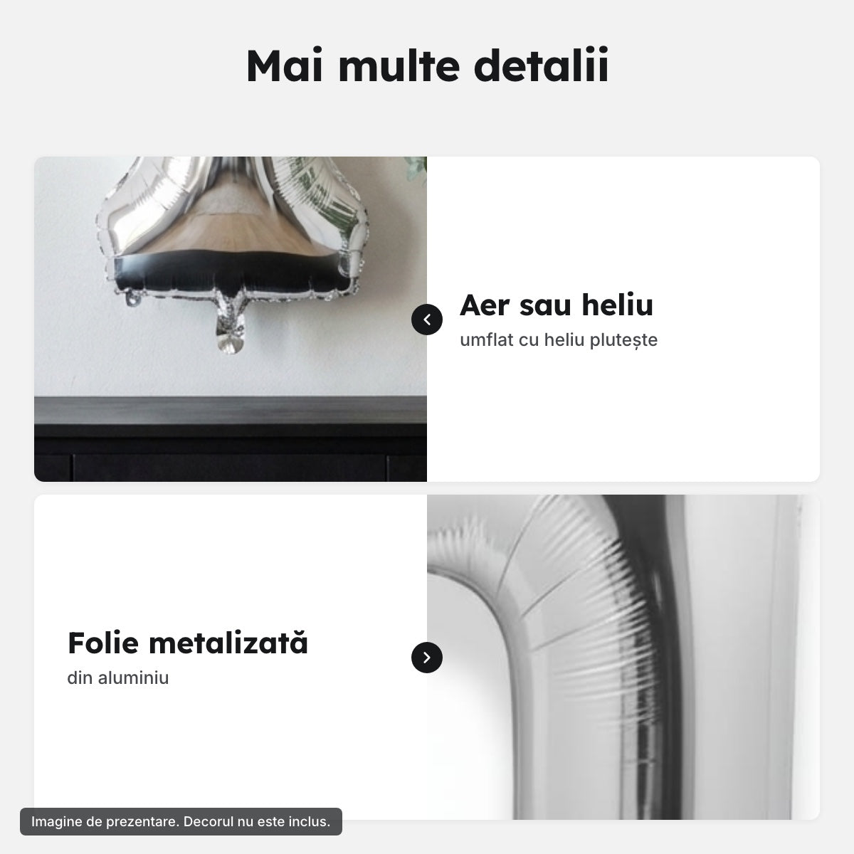Balon folie argintie, cifra 1 – Mai multe detalii