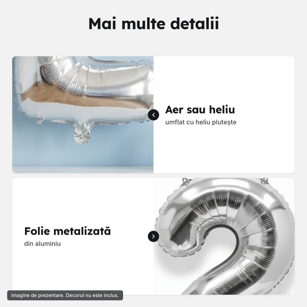 Balon folie argintie, cifra 2 – Mai multe detalii
