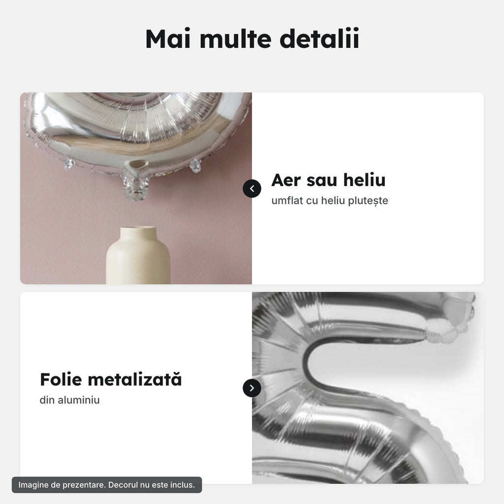 Balon folie argintie, cifra 5 – Mai multe detalii