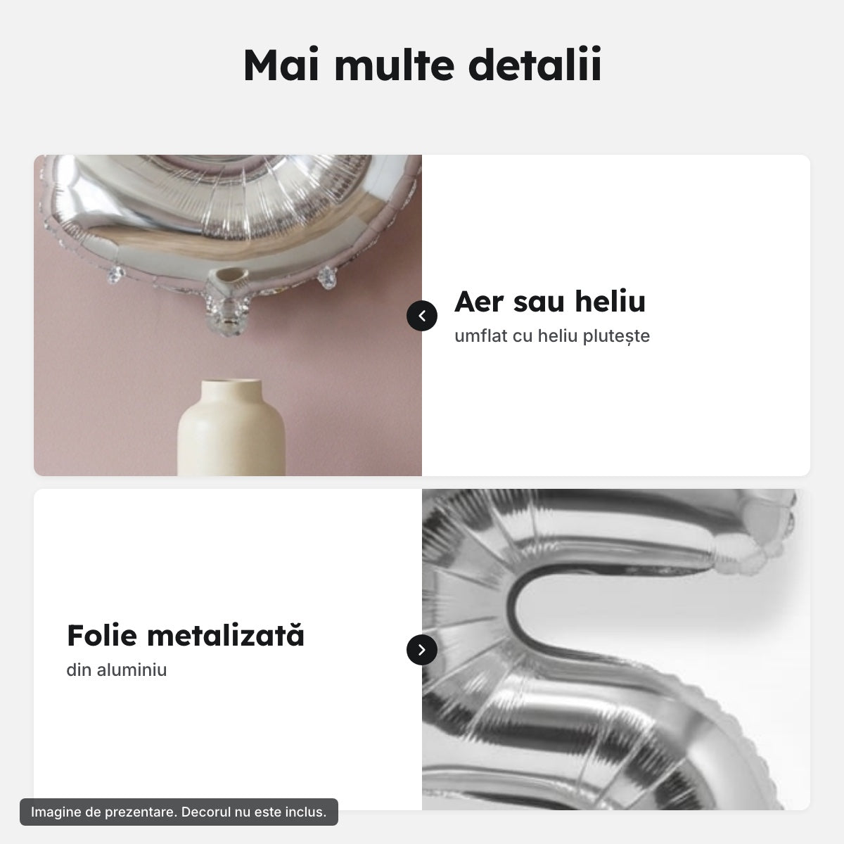Balon folie argintie, cifra 5 – Mai multe detalii